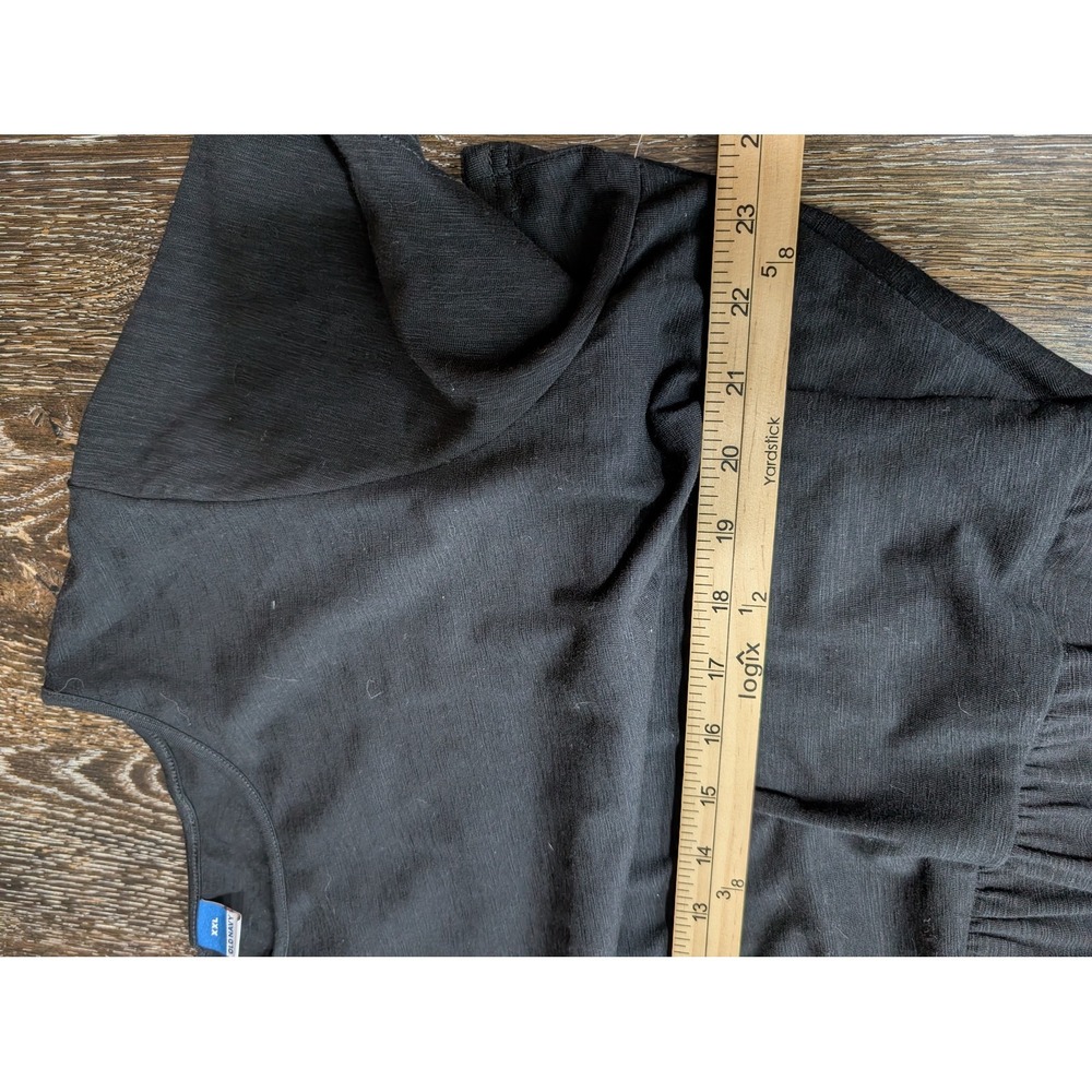 Old Navy T Shirt Dress Womens 2XL Black Maxi Ruffle Jersey Short Sleeve Crewneck - Picture 3 of 7